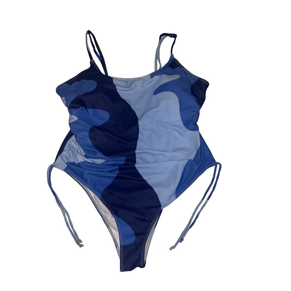Womans plus size bathing suit swim suit size 3XL blue camouflage One Piece NWOT